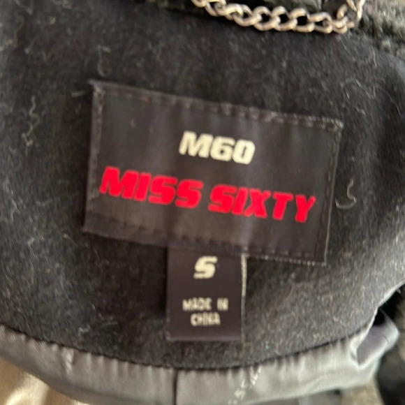 Miss Sixty Overcoat Jacket Black Wool Womens S - Picture 7 of 15